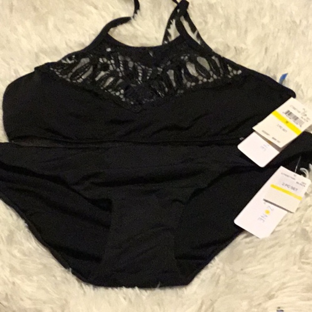 Black crochet coastal zone 2 pc set